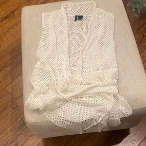 New Directions Cream Open-Knit Cardigan